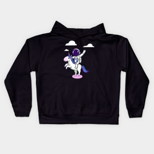 Cute Astronaut Unicorn Rider Kids Hoodie